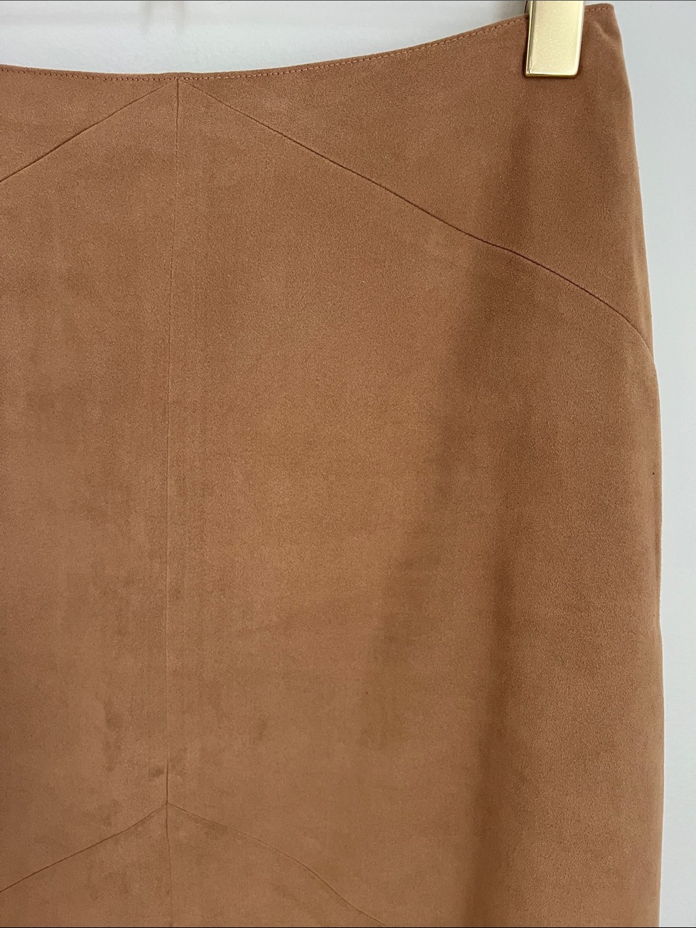 Talbots | Petites Camel Brown A-Line Faux Suede Skirt Size 4 - Picture 4 of 16